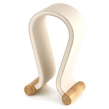 U Shape Leather Headphone Holder Tabletop Support Headset Display Stand for PC Gaming Earbuds Shelf Hanger,Creamy-White