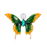Jewelry Artificial Pearl Butterfly Adorable Wedding Crystal Rhinestone Women's Dress Pin With Brooch Cartoon