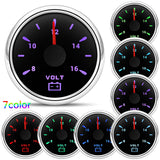 Auto Gauge 2" 52MM Voltmeter for Marine Boat Car 8-16V VOLTS with 7 Color Backlight IP67 Waterproof Volt Meter Indicator