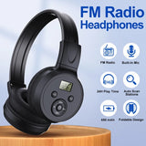 Portable Personal Rechargeable Headphone Ear Muffs Foldable LCD Display FM Radio Headset Scalable Design