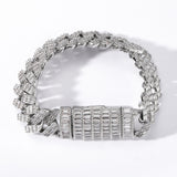 Men's Wide Cubic Zirconia Diamond Flap Buckle Bracelet