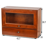 Retro Desktop Dresser Cosmetic Rack Dust-Proof Flip Antique Cabinet Tea Set Wooden Box Storage Closet