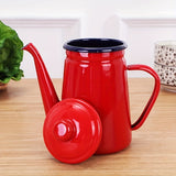 1pc Retro Thickened Enamel Tea Kettle 1.1L Enamel Coffee Kettle Oil Kettle Kettle Enamel Kettle Enamel Kettle Milk Tea Kettle