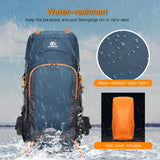 65L Water-resistant Hiking Backpack with Rain Cover Outdoor Sport Travel Daypack for Camping Climbing Mountaineering