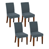 For Dining Room Set Of 4 Dark Grey Stretch Slipcovers Chairs Kitchen Chair Covers
