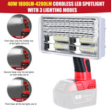40W 4200LM Cordless LED Work Light Flashlight Outdoor Spotlight with USB Port for Milwaukee//18V Li-ion Battery