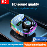 Bluetooth 5.0 Car MP3 Player Wireless Handsfree Audio Receiver PD/QC3.0 Fast Charger Support TF Card U Disk Play