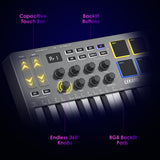Lekato 25-Key Midi Controller Keyboard Piano Mini Usb Keyboard Bluetooth Midi 8 Backlit Drum 8 Rgb Music Keyboard Instruments