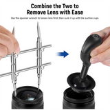 Lens Sucker Spanner Kit, IC Pick-Up Vacuum Pen with 7 Interchangeable Suction Cups and Curved Tips