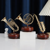Classical Wind Up Musicbox Twirling Music Box Rotating Base French Horn Trumpet Saxophone