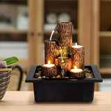 1pc Tree Stump Shape USB-Powered Desktop Fountain Furniture Decoration With Candlestick Function For Office Living Room Home Decoration