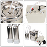 Pasture Breeding Equipments Bucket Automatic Electric Pulsating Milker for Farm Cows Goats Sheep Vacuum Pump 5L Milking Machine