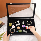 Badge Storage Transparent Dustproof Brooch Box Stand, Jewelry Medal Collection Display Frame, L