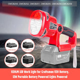 9inch 12W 1120LM Emergency LED Work Light for Milwaukee 14.4V-20V Li-ion Battery Super Bright Portable Handheld Flashlight