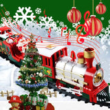 Electric Train Toys Gifts for Kids Railway Cars Racing Tracks With Music Santa Claus Christmas Tree Decoration Trains