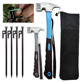 4Pcs Forged Steel Heavy Duty Unbreakable Tent Pegs with Storage Bag & Hammer for Camping Picnic