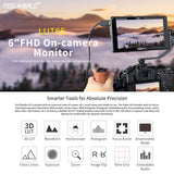 FEELWORLD LUT6E 6-Inch IPS Monitor 1600nit Video Panel 4K H-DMI Input Output 1920*1080px Touch Control with 2 1/4in Thread Holes