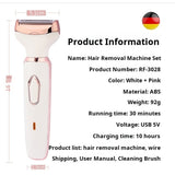 Women's Electric 4in1 Four Whole Body Epilator Usb Rechargeable Private Parts Shaver