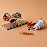 Hot Air Stirg Engine Electricity Generator Motor Model LED Bulb Flywheel Design Science Experiment CNC Aluminum Alloy Base
