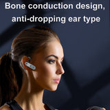 Bone Conduction Bluetooth 5.2 Wireless Headset Business Sports Earpiece with Mic Handsfree Earphones LED Display Earbuds