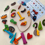 Wooden Montessori Puzzles, 26 Part Picasso Modern Puzzle, Colored Face Art Educational Stem Toy -Wooden Toddler Easy To Use