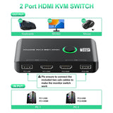 4K KVM Switch USB -Compatible Switches For 2 Computers Share Keyboard Mouse Printer And Monitor, Support 4K@60Hz