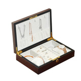 Wooden Flip Organizer Box Jewelry Gift Display Case Watch Earrings Ring Holder Jewellery Storage
