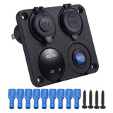 4 In 1 Car Dual USB Charger 4.2A Voltmeter 12V Cigarette Lighter ON-OFF Switch for Boat Marine RV Truck Camper Vehicles