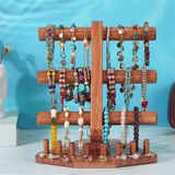 Wooden Holder Jewelry Brown 3 Tier Bangle Rack Bracelet Display Stand for Lady Bathroom Store Bedroom