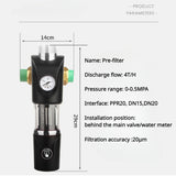 Universal automatic pre-filter with pressure gauge high-volume backwash tap water filter front purifier scale dirt removal