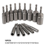 15PCS/Set Wrench Bar Deepen The Drill Socket Adapter Auto Car Accessories Removal Repair Garage Tools Universal
