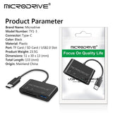 C 3-in-1 USB hub for storage card/USB flash/SD adapter/USB 2.0/3.0/mini SD reader/3-slot TF card
