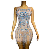 Ladies and Gentlemen's Elegance, Luxury Dress, Colorful Diamond, Sexy Skirt, Fringe Wrapped Hips, Slim Fit Short Skirt
