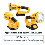 3W/12W Emergency LED Work Light Flashlights Electric Torch Outdoor Portable Lamp for 14.4V-20V Li-ion Battery
