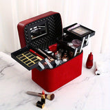1pc Large Capacity Makeup Case with Double-Layer Tray - Portable Cosmetic Storage Box for Beauty Products