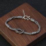 S925 Sterling Silver Niche Retro Hand-woven Thai Silver Bracelet
