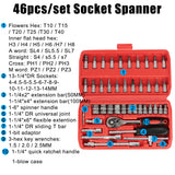 For Auto Repair Tool Kit 46Pcs Ratchet Spanner Sockets Reversible Ratchet Game Wrenches Tool Professional With Case