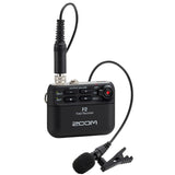 ZOOM F2 field recorder lavalier micropohone with a windscreen and lapel mic clip for Mobile live broadcast and vlog