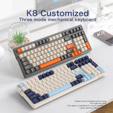 K8 Wireless nical 100 Keys RGB Backlit Keyboard Silent Typing BT5.0/2.4Ghz /Type-C Wired for ESports Gaming Office