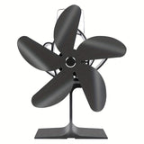 1pc 5 Blades Wood Stove Fan With Magnetic Thermometer, Silent Aluminum Fireplace Fan Heat Powered Non Electric  Fan For Big Room Fireplace Fan, Wood Stove Fan, Non Electric Fan For Wood, Thermoelectric Fan  Fall Winter Essential