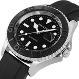 PINTIME Men Automatic Mechanical Sport Watch Transparent Back Case Rubber Strap Waterproof 3br Luminous 2813 Movement Wristwatch