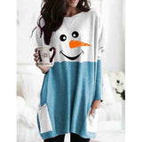 European And American Autumn And Winter Christmas Snowman Printed Long-sleeved Bottoming Shirt