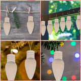 Wooden Light Bulb Unfinished Wood Ornaments For Crafts And Christmas Trees Supply, 2 Inch High