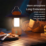 Retro Hanging Lamp Portable Camping Lamp Outdoor Hanging Tent Lamp Flashlight Multifunctional Rechargeable Lighting