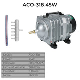 Electromagnetic Air Compressor Pump Air Aerator Pump For Pond 35W 45W EU Plug Aquarium Air Pump ACO-308 ACO-318