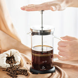 1pc French Press Coffee Maker, 11.8/20.2oz, Heat Resistant Thickened Glass, 4 Level Filtration System, 304 Stainless Steel