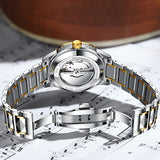 GUANQIN New Mechanical Tungsten Steel Couple Watch 100M Waterproof Sapphire Glass Watches Week Calendar Japan Move Wristwatch