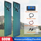 600W/300W Flexible Solar Panel Kit - 18V Monocrystalline Cell Solar System for Outdoor Camping, Yacht, Car, RV, Boat, and Power Emergency.