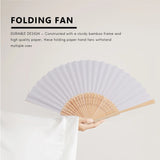 50 pcs/lot White Folding Elegant Paper Hand Fan Wedding Party Favors 21cm(white)