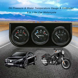 52mm Electronic Triple Kit Oil Pressure Water Temperature Gauge Voltmeter 3 in 1 Car Motorcycle Meter